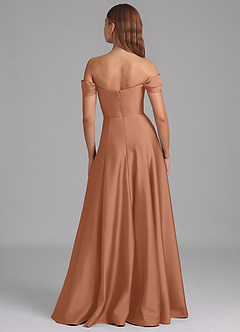 Azazie Seriana Bridesmaid Dresses Bronzer A-Line Off the Shoulder Stretch Satin Convertible Dress image5