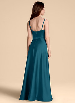 Azazie Prisha Junior A-Linie Plissee Stretch-Satin Kleid Tintenblau image2