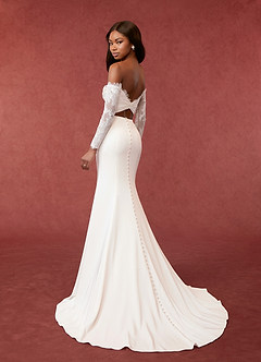 Azazie Onyx Wedding Dresses Diamond White Mermaid Sequins Crepe Back Satin Dress image4