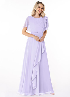 Azazie Aaliyah Modest Bridesmaid Dresses A-Line Scoop Pleated Chiffon Floor-Length Dress image3