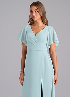 Azazie Ambrosia Bridesmaid Dresses Mist A-Line Pleated Chiffon Dress image7