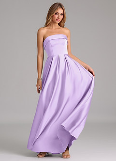 Azazie Lucienne Bridesmaid Dresses Lilac A-Line Strapless Stretch Satin Convertible Dress image5