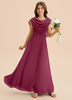 Azazie Lambie Junior Mulberry A-Line Pleated Chiffon Dress image3