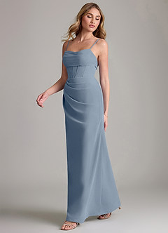 Azazie Mai Bridesmaid Dresses Twilight Sheath Pleated Chiffon Dress image4