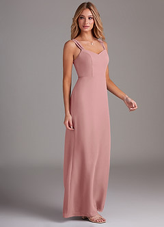 Azazie Denice Brautjungfernkleider Etui Gefaltet Chiffon Kleid Altrosa image5
