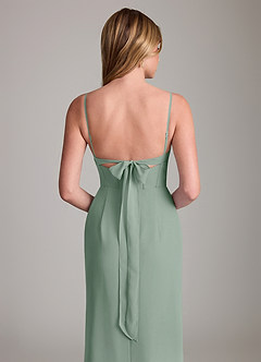 Azazie Mai Robes de demoiselle d'honneur Robe Fourreau en Mousseline de soie Plissée Sauge D'argent image6