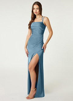 Azazie Desi Bridesmaid Dresses Bermuda Sheath Halter Corset Stretch Satin Dress image4
