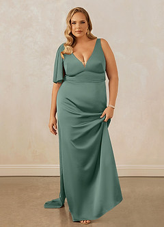 Christian Siriano Bridal for Azazie 1011 Bridesmaid Dresses Eucalyptus Mermaid Bow Stretch Satin Dress image16