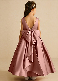 Azazie Cailee Flower Girl Dresses Cedar Rose Ball-Gown Pleated Matte Satin Dress image1