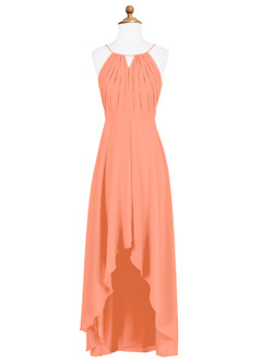 Azazie Oaklynn Junior Robe Trapèze en Mousseline de soie Plissée Coucher De Soleil image6