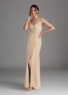 Azazie Blanchett Mother of the Bride Dresses Champagne Mermaid Sequins Chiffon Dress image4