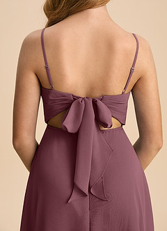 Azazie Shale Junior Sangria A-Line Bow Chiffon Dress image7