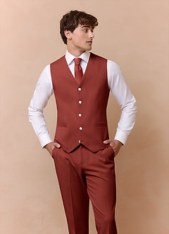 front James Terracotta Structured Stretch 3-piece suit