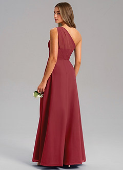Azazie Phaedra Jurken voor bruidsmeisjes Jurk van Chiffon met A-Lijn One-Shoulder Granaatappel image15