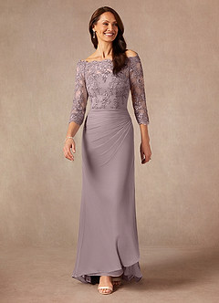 Azazie Rhonda Abiti per la Madre della Sposa Abito Sirena in Maglia a Spalla Scoperta Dusk image3