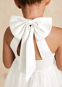 Azazie Bev Flower Girl Dresses Ivory A-Line Convertible Tulle Dress image5