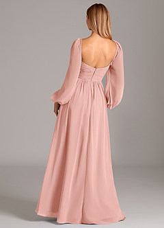 Azazie Bailee Bridesmaid Dresses Rosette A-Line Long Sleeve Chiffon Dress image4