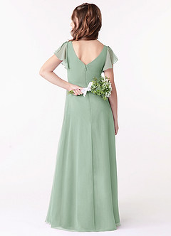 Azazie Omari Junior Agave A-Line Ruched Chiffon Dress image2