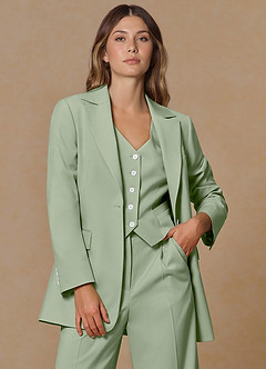 front Rowan Dusty Sage Refined Weave Performance blazer