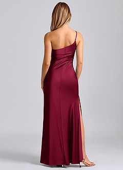 Azazie Marseli 신부 들러리 드레스 인어 한쪽 어깨 스트레치 새틴 바닥 길이 드레스 image6