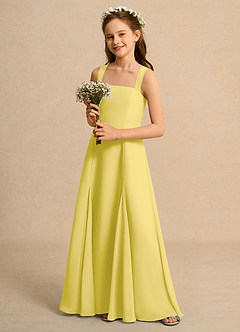 Azazie Tater Girls Formal Abiti da Ragazza di Fiori Abito A-Line in Chiffon Plissettato Canarino image5