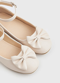 front Bow Ankle Strap Girl's Flat Shoes