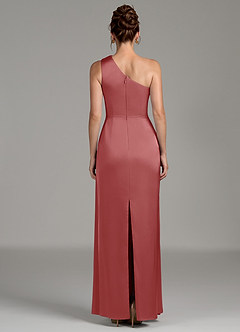 Azazie Zahira Bridesmaid Dresses Antique Rose Sheath One Shoulder Stretch Satin Dress image2