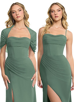 Azazie Zia Robes de demoiselle d'honneur Robe Fourreau Convertible en Mousseline de soie Fente Latérale Eucalyptus image8