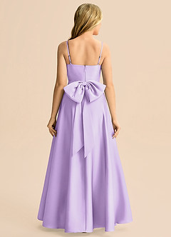 Azazie Rumi Junior A-Line Plisseret Stræk satin Gulv-længde Junior brudepige Kjole image2