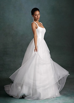 Azazie Jasmine Vestidos de novia Vestido Diamante Blanco de Mikado elástico de Corte Princesa image3
