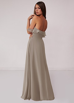 Barbie ♥ Azazie Bridesmaid Dresses Taupe A-Line Off the Shoulder Chiffon Convertible Dress image2