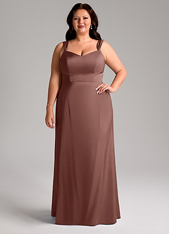 Azazie Denice Robes de demoiselle d'honneur Robe Fourreau en Satin extensible Plissée Expresso image8