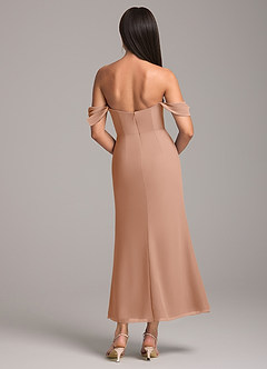 Azazie Saige Bridesmaid Dresses Champagne Rose Sheath Off the Shoulder Chiffon Convertible Dress image5