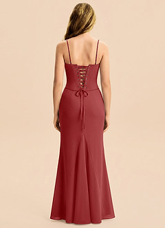 Azazie Sorrel Junior Rust Mermaid Pleated Chiffon Dress image7