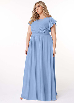 Azazie Daphne Modest Bridesmaid Dresses A-Line Ruffled Chiffon Floor-Length Dress image9