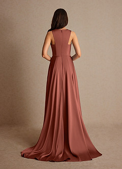 Azazie Niles Mère de la mariée Robes Robe Trapèze en Satin extensible Traînes Auburn image4