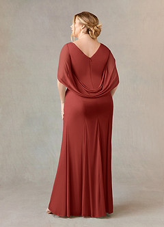 Azazie Belladonna Mother of the Bride Dresses Terracotta Mermaid Scoop Pleated Mesh Dress image9