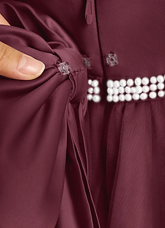 Azazie Firefly Flower Girl Dresses Cabernet A-Line Bow Matte Satin Dress image8