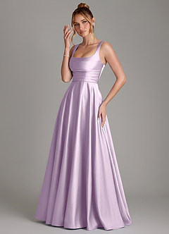 Azazie Azaria Brautjungfernkleider A-Linie Korsett Stretch-Satin Kleid Frostiges Flieder image3