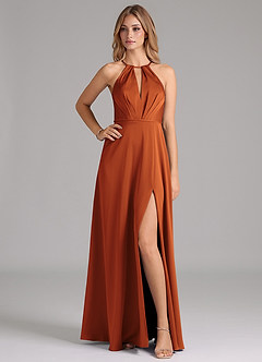 Azazie Evalleen Brautjungfernkleider A-Linie Plissee Stretch-Satin Kleid Kanel image1