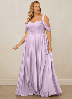 Christian Siriano Bridal for Azazie 1013 Bridesmaid Dresses Frosted Lilac A-Line Off the Shoulder Chiffon Dress image13