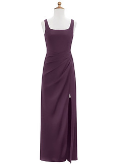 Azazie Mero Junior Plum Mermaid Pleated Stretch Satin Dress image6