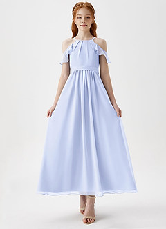 Azazie Chaya Junior Lavender A-Line Off the Shoulder Chiffon Dress image4