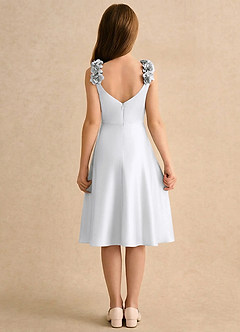 Azazie Resa Girls Formal Vente finale Robe Trapèze en Mat Satiné Plissée Blanc image2