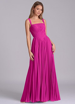 Azazie Mina Venta Final Vestido de Fucsia de Gasa de Corte en A con Plisado image5
