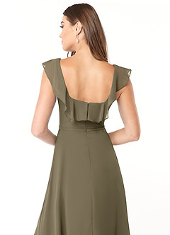 Azazie Jinny Bridesmaid Dresses Willow Green A-Line Square Neckline Ruched Chiffon Dress image12