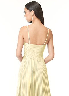 Azazie Vini Jurken voor bruidsmeisjes Jurk van Chiffon met A-Lijn V-hals geplooid Citroensorbet image5