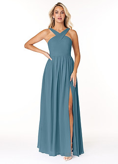 Azazie Elvira Bridesmaid Dresses Bermuda A-Line Pleated Chiffon Dress image1