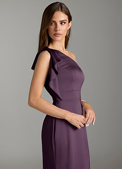 Azazie Rinna Brudtärnklänningar Klänning av Sjöjungfru i Stretch Satin Ruched Plommon image5
