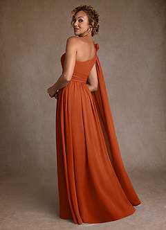 Azazie Lancaster Mother of the Bride Dresses Burnt Orange A-Line One Shoulder Chiffon Dress image2